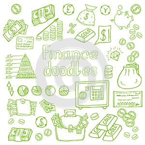 Doodle Business and Finanse isolated. Vector illustrationÃÅ½